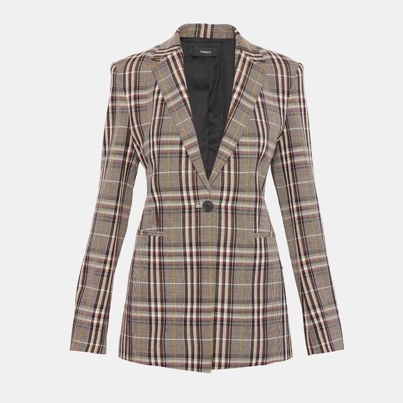 Theory Wool Plaid Power Jacket,US 2